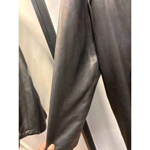 Mitchells of Westport Mens Black Leather Car Coat Button Front Jacket - Picture 6 of 15